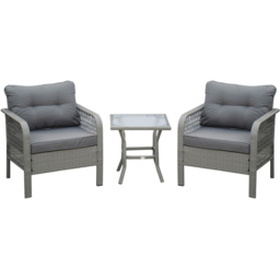 Outsunny 3 Piece Rattan Bistro Set Grey - Size: 2 Seater - Wilko - thumbnail 3