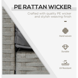 Outsunny 3 Piece Rattan Bistro Set Grey - Size: 2 Seater - Wilko - thumbnail 5