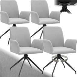 tectake Daya Set of 4 Light Grey Upholstered Swivel Chair - Size: Single - Wilko - thumbnail 3