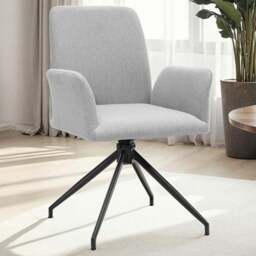 tectake Daya Set of 4 Light Grey Upholstered Swivel Chair - Size: Single - Wilko