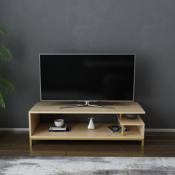 Decorotika Reilly 2 Shelf Gold and Sapphire Oak TV Unit - Size: 38 x 120 x 45cm - Multi - Wilko - thumbnail 6