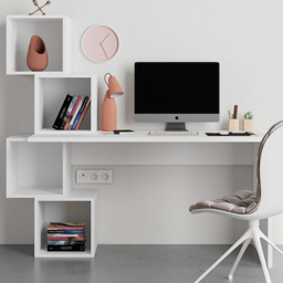 Decortie Balance 4 Shelf Modern Desk White - Size: 140 x 153.5 x 60cm - Wilko - thumbnail 1