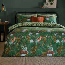 Furn King Size Into The Woods Printed Reversible Duvet Set - Green - Wilko