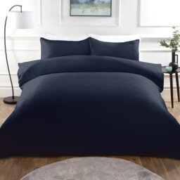 Milan Textured Duvet Set Navy King - My Home - Wilko