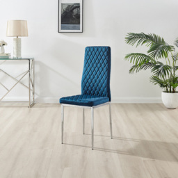 Furniturebox Arona Valera 4 Seater Round Dining Set Navy and Chrome - Blue - Wilko - thumbnail 5