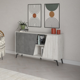 Decortie Fiona 3 Door 2 Shelf Ancient White and Retro Grey Sideboard - Size: 82 x 150 x 35.6cm - Multi - Wilko - thumbnail 5