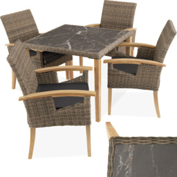 tectake Tarent Rosarno 4 Seater Rattan Garden Dining Set Natural - Brown - Wilko - thumbnail 3