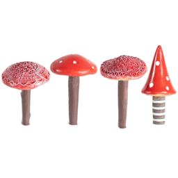 Marco Paul Red Mushroom Garden Ornament 4 Pack - Size: 20 x 30 x 10cm - Wilko - thumbnail 1