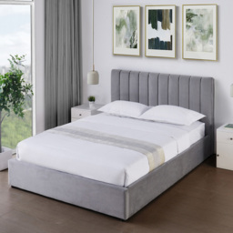 Brooklyn Corwin King Size Grey Velvet Ottoman Bed - Wilko - thumbnail 3