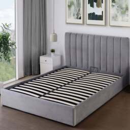 Brooklyn Corwin King Size Grey Velvet Ottoman Bed - Wilko - thumbnail 1