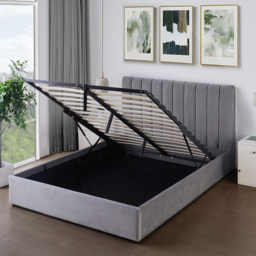 Brooklyn Corwin King Size Grey Velvet Ottoman Bed - Wilko - thumbnail 4