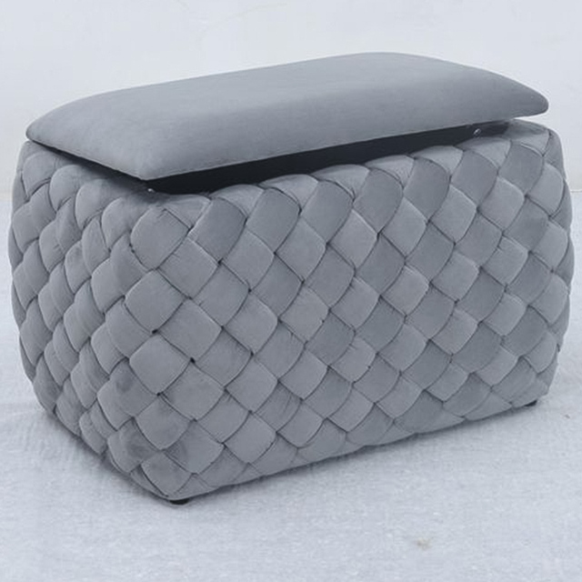 Artemis Home Plumeo Grey Velvet Storage Ottoman - Size: 45 x 65 x 43cm - Wilko - image 1