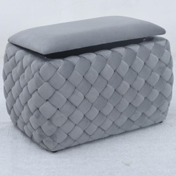 Artemis Home Plumeo Grey Velvet Storage Ottoman - Size: 45 x 65 x 43cm - Wilko - thumbnail 1