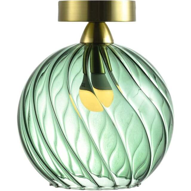 Happy Homewares Brushed Gold Ceiling Light with Emerald Green Glass Shade - Size: 23 x 20 x 20cm - Wilko - image 1