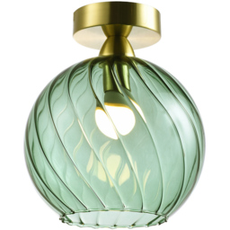 Happy Homewares Brushed Gold Ceiling Light with Emerald Green Glass Shade - Size: 23 x 20 x 20cm - Wilko - thumbnail 4