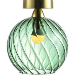 Happy Homewares Brushed Gold Ceiling Light with Emerald Green Glass Shade - Size: 23 x 20 x 20cm - Wilko