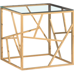 Comfy Living Gold Glass and Metal Square Side Table - Size: 55 x 55 x 55cm - Wilko - thumbnail 3