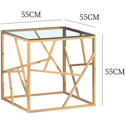 Comfy Living Gold Glass and Metal Square Side Table - Size: 55 x 55 x 55cm - Wilko - thumbnail 6