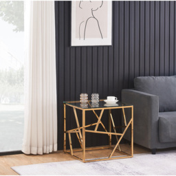 Comfy Living Gold Glass and Metal Square Side Table - Size: 55 x 55 x 55cm - Wilko - thumbnail 5