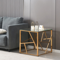 Comfy Living Gold Glass and Metal Square Side Table - Size: 55 x 55 x 55cm - Wilko - thumbnail 4