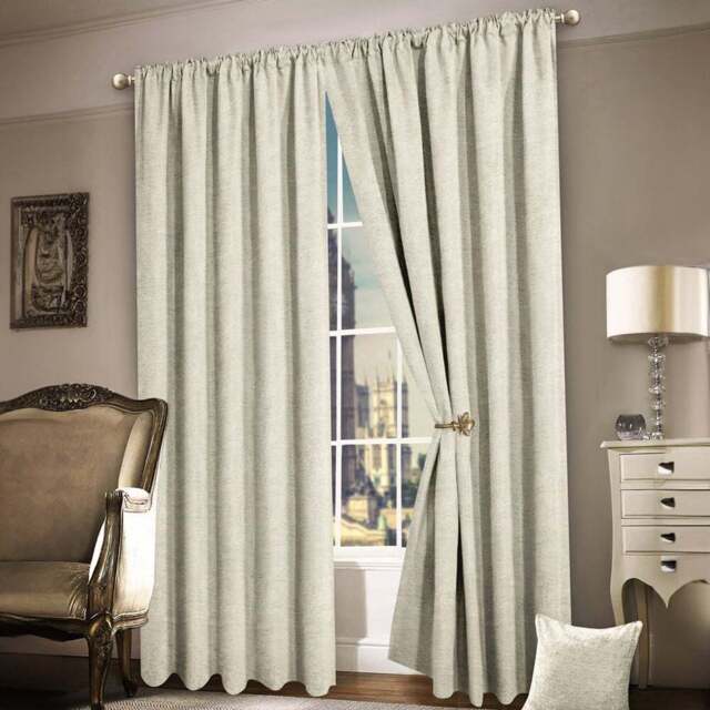Intimates Plain Chenille Cream Tape Top Curtains 168 x 183cm - Size: W 168 x D 183cm - Wilko - image 1