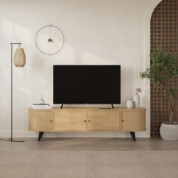Decortie Gentle 4 Door Oak TV Stand - Size: 52 x 180 x 40cm - Cream - Wilko - thumbnail 4