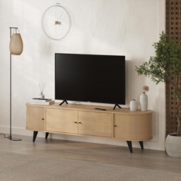 Decortie Gentle 4 Door Oak TV Stand - Size: 52 x 180 x 40cm - Cream - Wilko - thumbnail 6