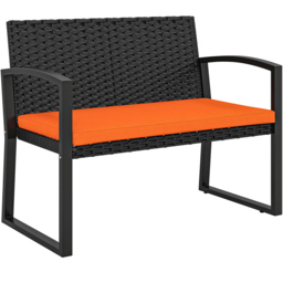 Outsunny 2 Seater Orange Resin Wicker Rattan Garden Bench with Cushion - Wilko - thumbnail 3