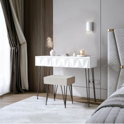 CARME Home Claudia White and Black Dressing Table with Velvet Stool - Size: 29 x 51.5 x 114cm - Multi - Wilko - thumbnail 6