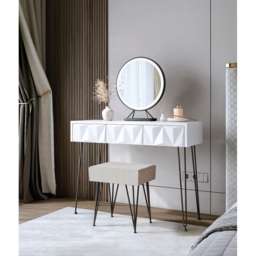 CARME Home Claudia White and Black Dressing Table with Velvet Stool - Size: 29 x 51.5 x 114cm - Multi - Wilko - thumbnail 7