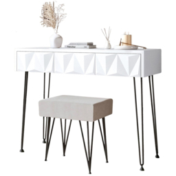 CARME Home Claudia White and Black Dressing Table with Velvet Stool - Size: 29 x 51.5 x 114cm - Multi - Wilko - thumbnail 3