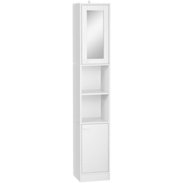 Portland 2 Door 2 Shelf White Mirrored Tall Bathroom Cabinet - Size: 30 x 28 x 170cm - Wilko - thumbnail 3