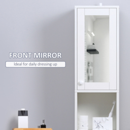Portland 2 Door 2 Shelf White Mirrored Tall Bathroom Cabinet - Size: 30 x 28 x 170cm - Wilko - thumbnail 7