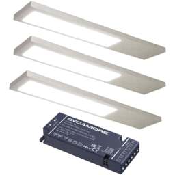 Sorrelis Zyra Aluminium Rectangle Slim 3 Natural White Light Kit - Size: 0.65 x 4 x 20cm - Silver - Wilko