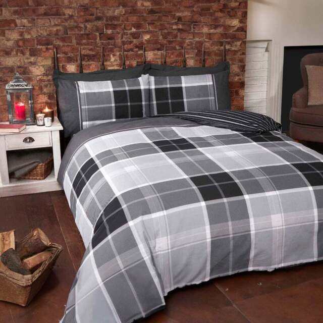 Rapport Home Argyle King Size Grey Duvet Set - Silver - Wilko - image 1