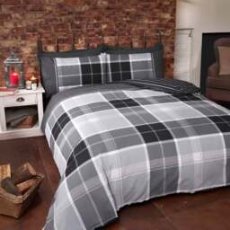 Rapport Home Argyle King Size Grey Duvet Set - Silver - Wilko - thumbnail 1