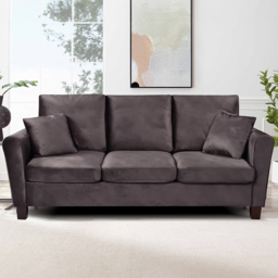 Brooklyn 3 Seater Mottled Mink Brushed Velvet Sofa - Brown - Wilko