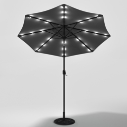 Living and Home Dark Grey 24 LED Crank Lift Garden Parasol with Floral Pattern Base 3m - Wilko - thumbnail 7
