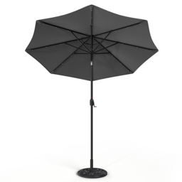 Living and Home Dark Grey 24 LED Crank Lift Garden Parasol with Floral Pattern Base 3m - Wilko - thumbnail 1