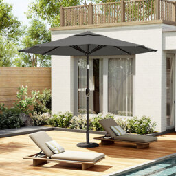 Living and Home Dark Grey 24 LED Crank Lift Garden Parasol with Floral Pattern Base 3m - Wilko - thumbnail 6