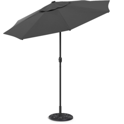 Living and Home Dark Grey 24 LED Crank Lift Garden Parasol with Floral Pattern Base 3m - Wilko - thumbnail 5