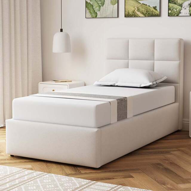 Artemis Home Richwood Single Beige Linen Upholstered Ottoman Bed - Wilko - image 1
