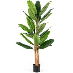 Costway Banana Tree Artificial Plant In Pot 6.4ft - Size: 195 x 23 x 23cm - Green - Wilko - thumbnail 1