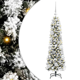 vidaXL Pre-Lit Warm White LED and Silver Baubles White Artificial Christmas Tree with Stand 3.9ft - Wilko - thumbnail 3