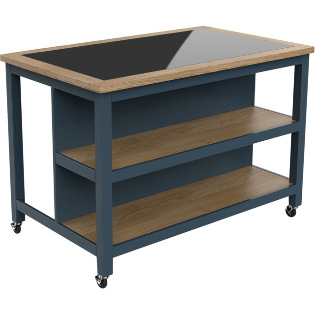 Baumhaus Kitchen Island 2 Shelf Blue Cabinet Open with Breakfast Bar - Wilko - image 1