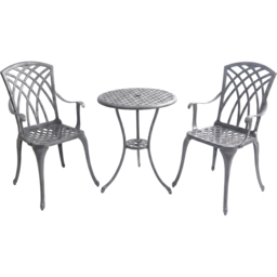 Centurion Supports OSHOWA 2 Seater Grey Aluminium Bistro Set with Table - Wilko - thumbnail 3