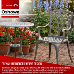 Centurion Supports OSHOWA 2 Seater Grey Aluminium Bistro Set with Table - Wilko - thumbnail 5