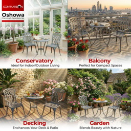Centurion Supports OSHOWA 2 Seater Grey Aluminium Bistro Set with Table - Wilko - thumbnail 6