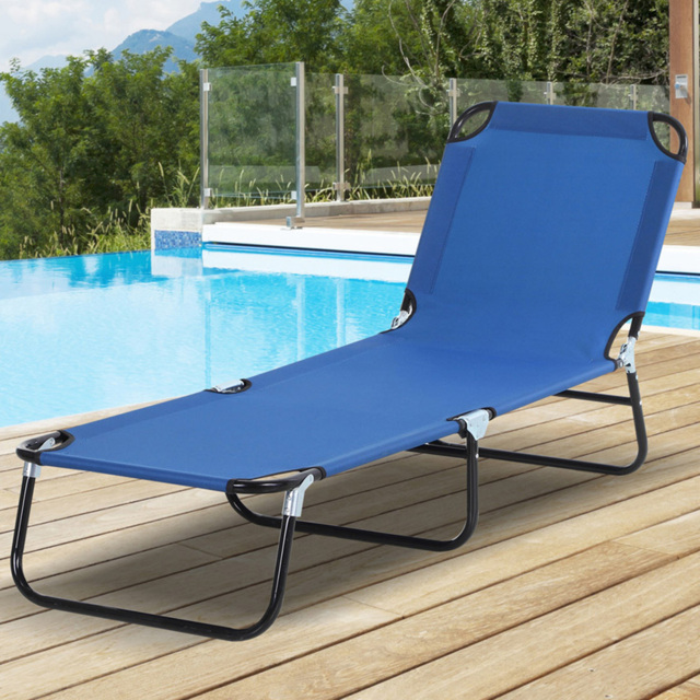 Outsunny Blue Portable Reclining Sun Lounger - Size: 1 Seater - Wilko - image 1