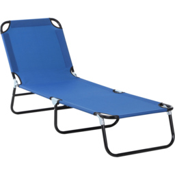 Outsunny Blue Portable Reclining Sun Lounger - Size: 1 Seater - Wilko - thumbnail 3